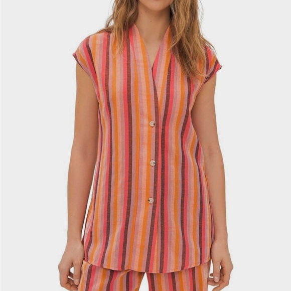 87 Origins Tops - NWT 87Origins Vibrant Striped Button-Down Women’s Shirt, Size 16